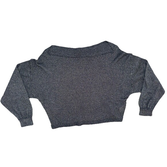 Free People We The Free Charcoal Hacci Knit Slouchy Top Wide Neck XS Boho Chic - Picture 8 of 15